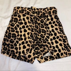 Zara High rise leopard belted shorts